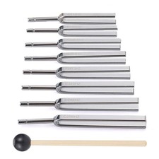 8pcs Tuning Fork Set Aluminium Alloy for Instrument Treatment Yoga Sound Silver