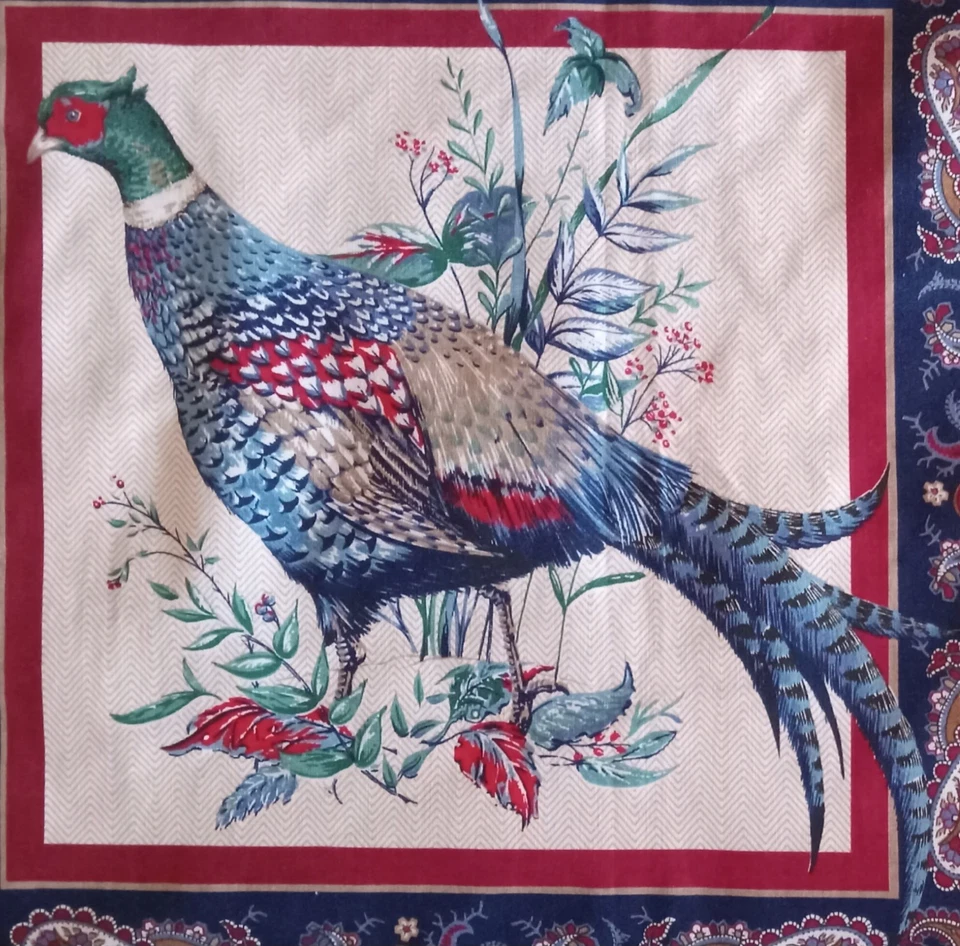 Vintage~Cranston~#2 ~"Pheasant w/Paisley Frame"~Cotton Fabric Panel~ 15.5"x15.5" - Image 3 of 4