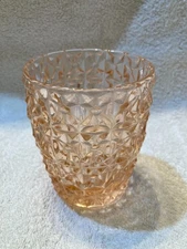 Pink  Vtg Jeanette Glass 10 Oz Water/Tumbler -  4” Tall - Nice Buttons/Bows