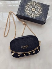 2025 Beauty Line GWP Blue Holiday Pouch with Chain Cosmetic Bag Xmas Gift