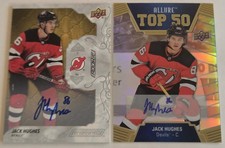 Jack Hughes 2019-20 UD ENGRAINED ALLURE Hockey Rookie Auto Lot (2) USA NJ Devils