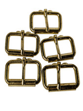 Brass Plated Roller Buckles - 1-1/2" Single Prong - 5 pk