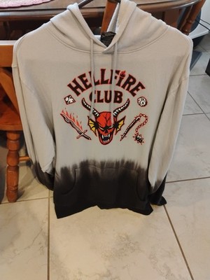 Stranger Things Men's Adult Hellfire Club Size LARGE Pullover Marbled Hoodie