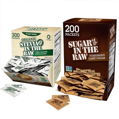 Sugar Turbinado Cane Sugar (200 Packets) + Organic Stevia (300 Packets)