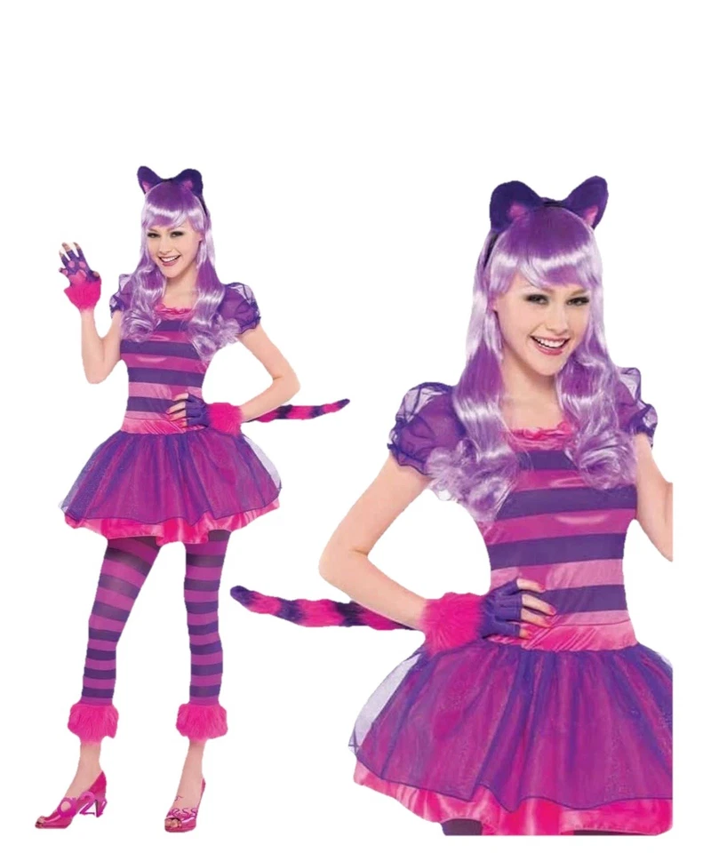 Nuevo Disfraz de Halloween Amscan Rosa y Púrpura Gato de Cheshire Juniors Adulto Pequeño 3-5 Foto 2 de 4