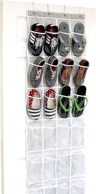 Simple Houseware 24 Pockets - Crystal Clear Over The Door Large Pockets, Gray 