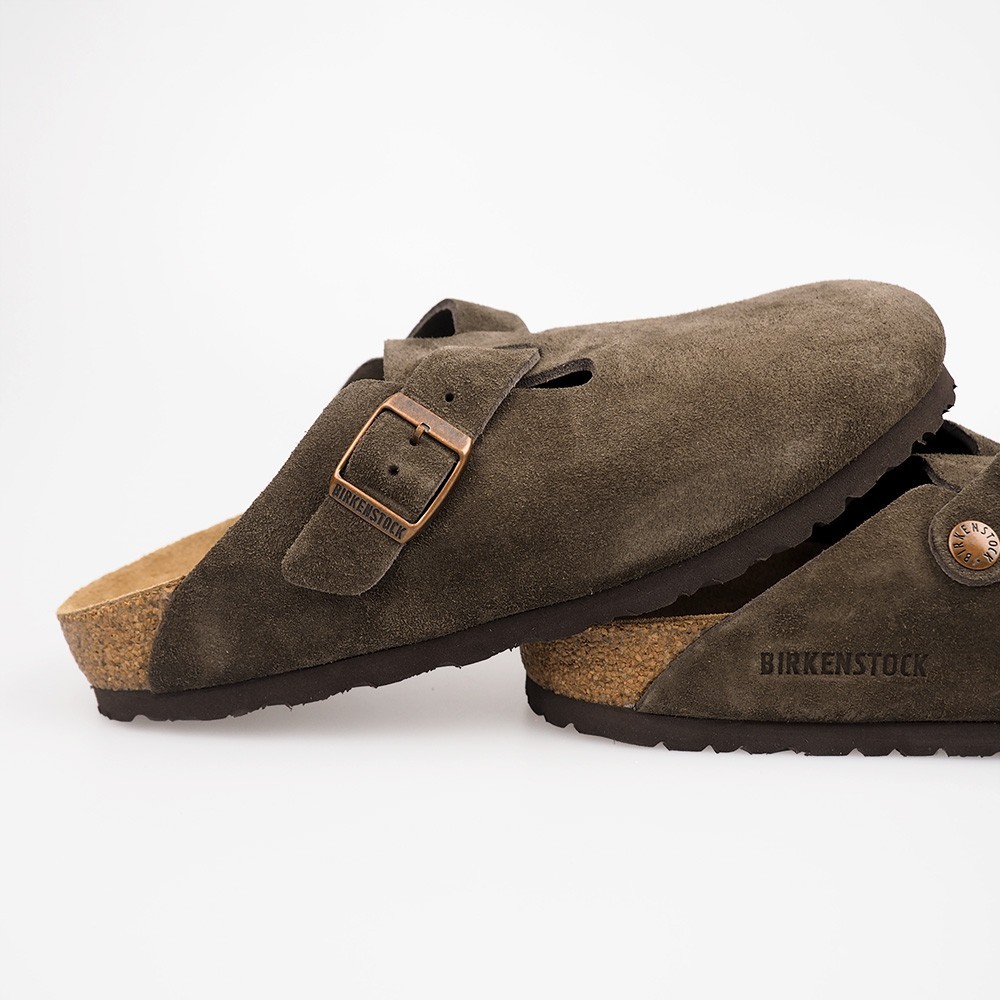 Birkenstock Boston Mocha Soft Footbed Suede Leather Clog Shoes Size EU 37-45