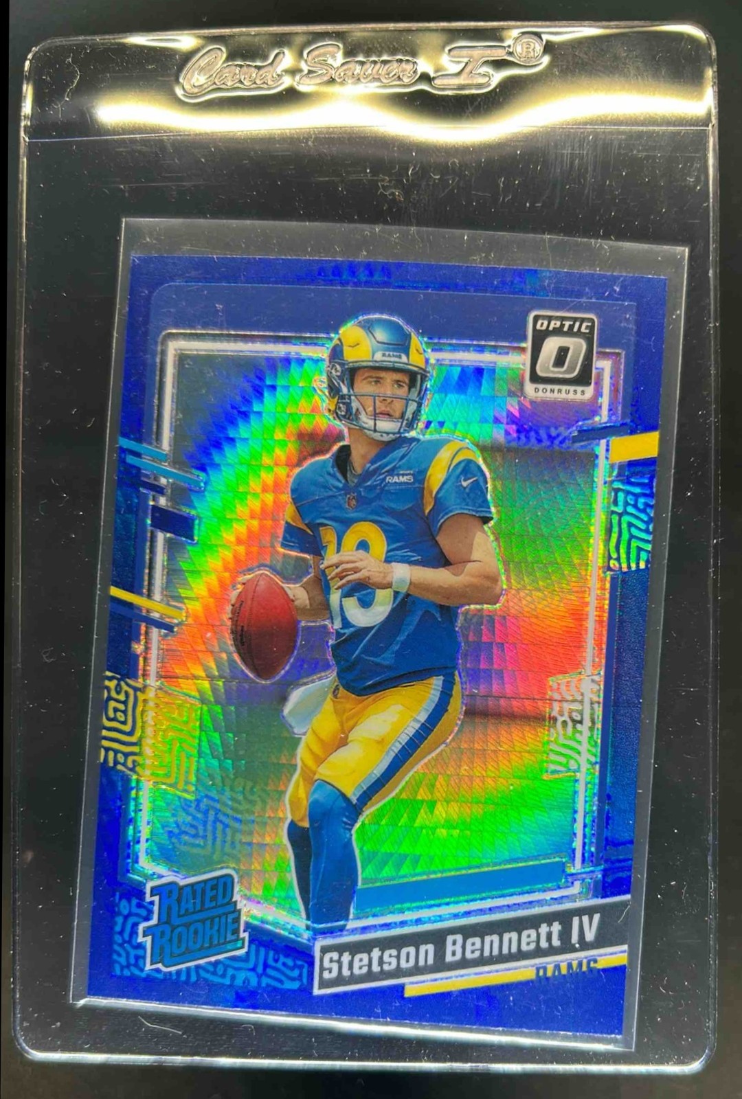 2023 Donruss Optic Stetson Bennett Blue Hyper Prizm Rated Rookie #267 Rams