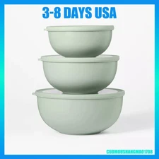 Set of 3 Plastic Mixing Bowl Set with Lids - Figmint™ Green