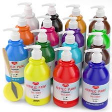 15 Colors Large Bulk Acrylic Paint Set 10 oz 300 ml Artists Canvas Craft Kit
