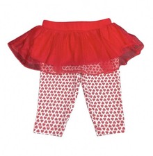  Carter's Baby Girl Size 3m Red TuTu Skirt Over Red Hearts Footless Leggings