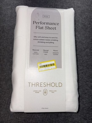 Threshold Full 400 Thread Count Performance Flat Sheet Sour Cream 100% Cotton