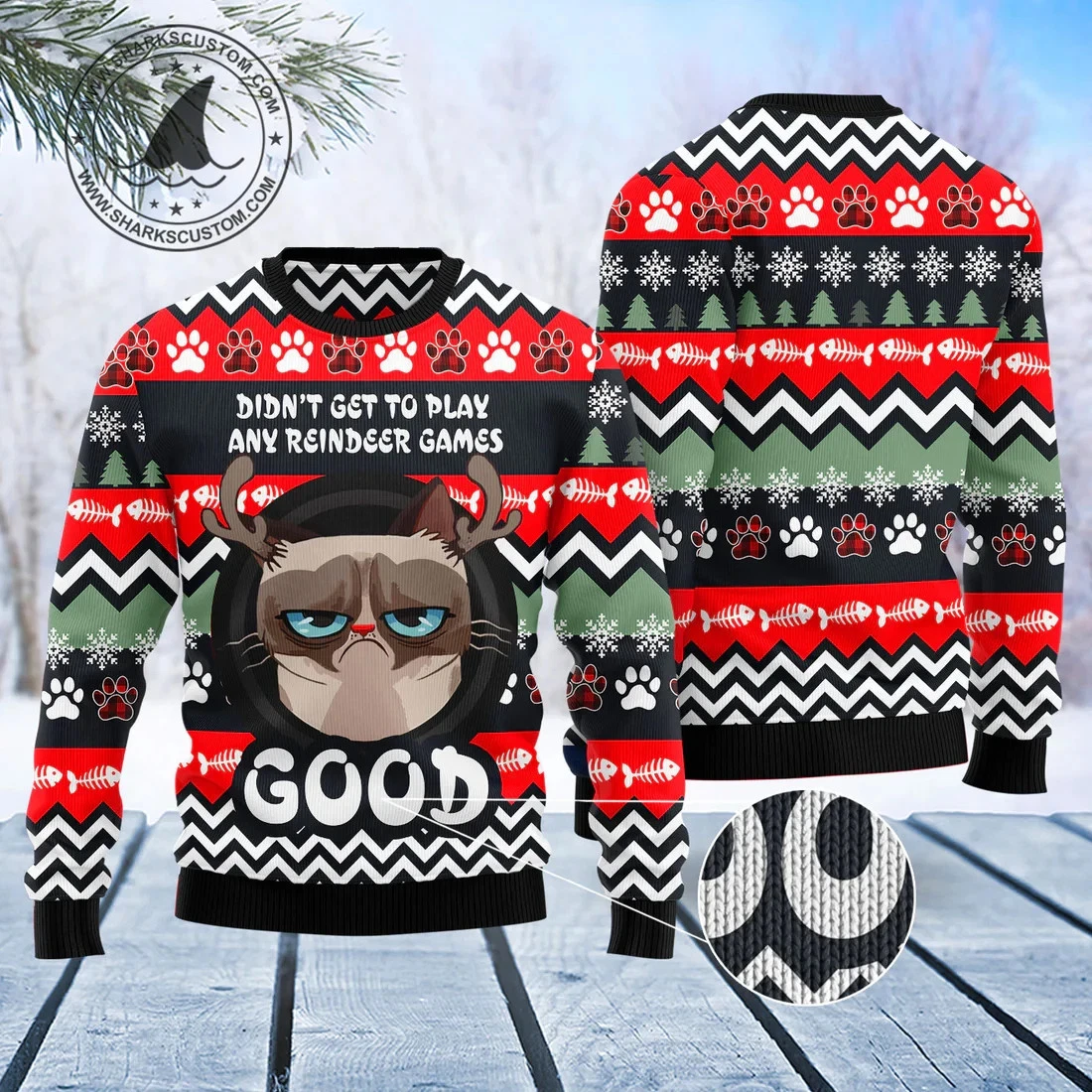 Grumpy Cat Good Ugly Christmas Sweater - 3D Print Ugly Sweatshirt