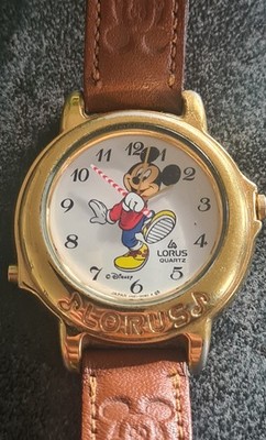LORUS Mickey Maus Vintage Armbanduhr 80er Jahre Lederband Musik V421-00020