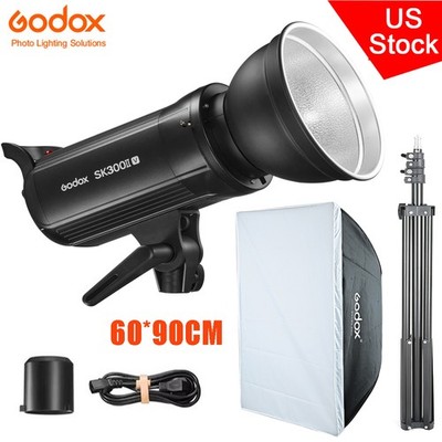 Godox SK300II-V 300W Studio Strobe Flash with Reflector+60*90cm Softbox+2M Stand