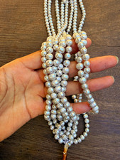 Silver Round Pearl Beads Strand for Jewelry Making, Pearl Finish