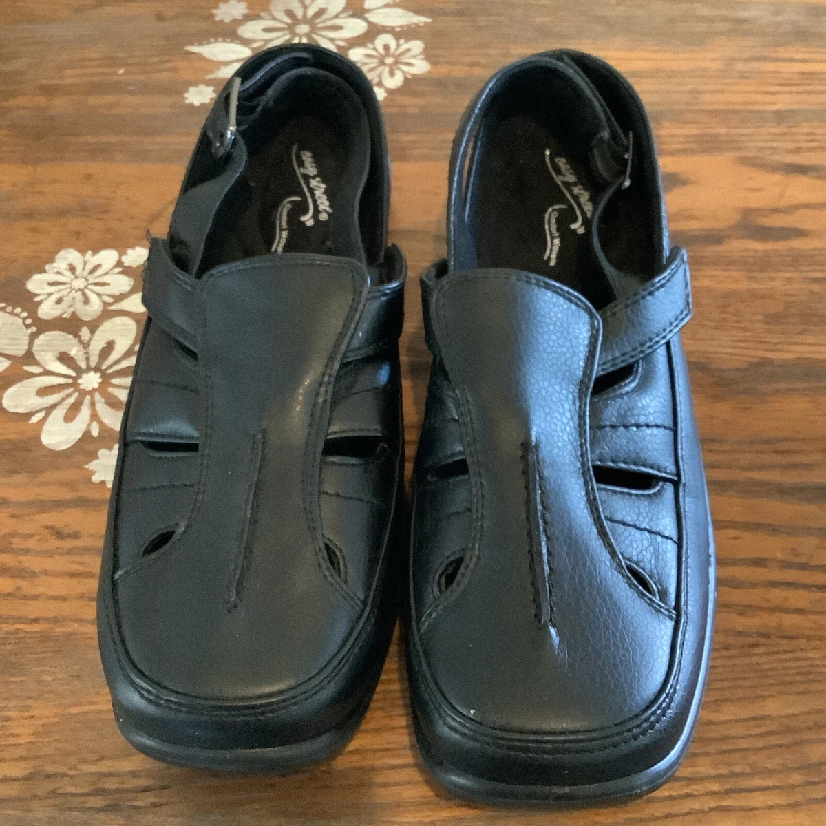 Easy Street Comfort Wave Women s Black Leather Slingback Slide