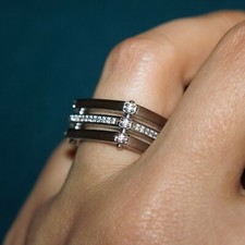 square zirconia ring gemstone silver gold plated jewelry evening wedding band