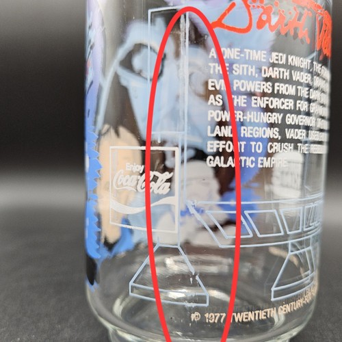 Vintage 1977 Burger King Star Wars Coca Cola Glass Darth Vader INK ERROR - Picture 15 of 17