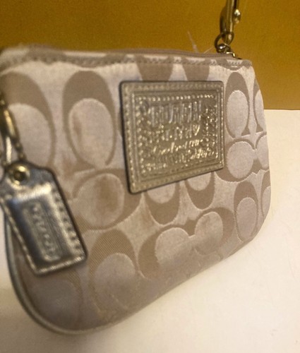 Coach Canvas Kalbsleder Signatur C-Druck Reißverschluss oben Geldbörse Khaki & Gold 6" x 4" - Bild 4 von 4