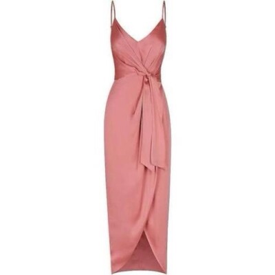 tie front cocktail dress Seraphina Tie Front Dress In Bronze