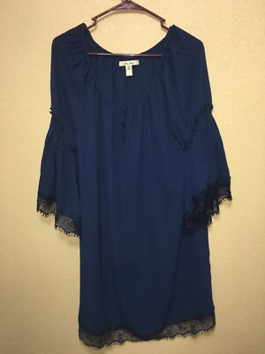 Ella Moon bell Sleeve Navy Dress, Size Large new