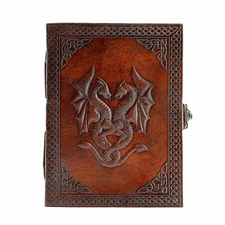 Handmade Leather Double Dragon Journal/Writing Notebook Diary/unlined paper gift