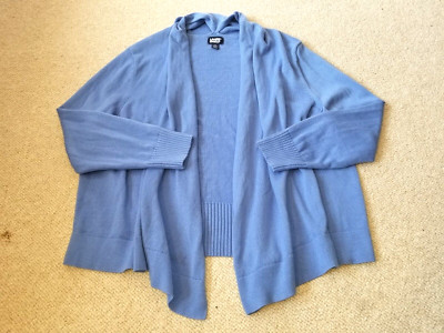 Womens Sweater-LANDS' END-blue cotton blend open cardigan flowy ls-2X