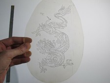 vtg 1960s 1970s Tattoo acetate stencil Mythical Asian Dragon v3 LG. signed