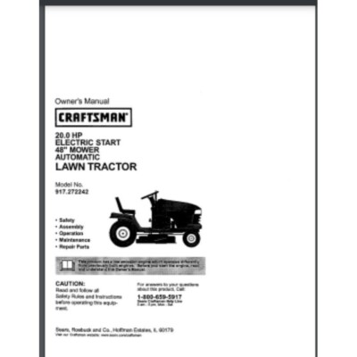 Craftsman DLT2000 Tractor Owner Parts Manual 20 HP KOHLER 64 pages