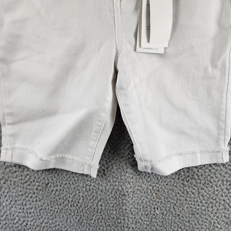 Calvin Klein Skinny Denim Bermuda Shorts Big Girls 16 Whiteout Solid Zip/Button - Image 3 of 4