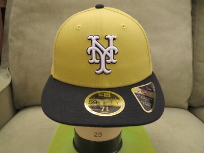 New Era Mets Gold Yellow Mustard Black Bill Fitted Hat, Low Profile