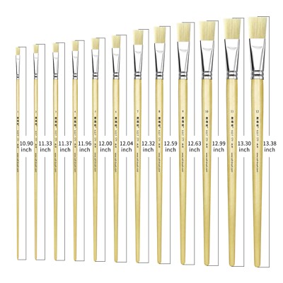 XDT#579 Flat Art Brush Set 12Pc #1#2#3#4#5#6#7#8#9#10#11#12 Hog X