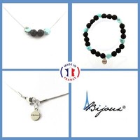Satz Armband Halskette Larimar Von Republik Dominikanische + Perlen GrößE Perso