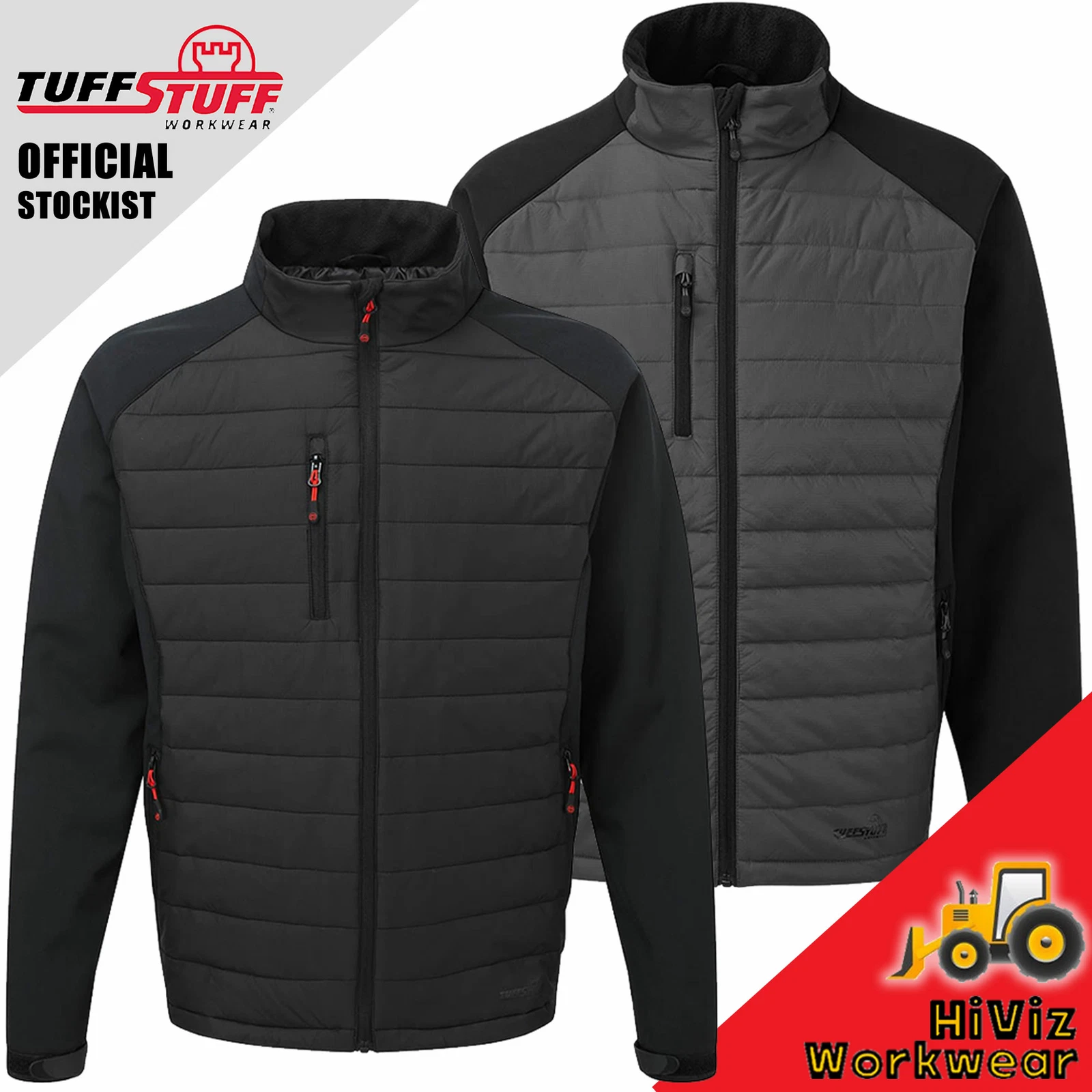 TuffStuff Snape Hybrid Softshell Ripstop Jacket in Black or Grey Mens Work Coat