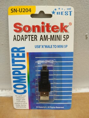 Sonitek USB ''A'' Male to Mini 5P Adapter [NEW]