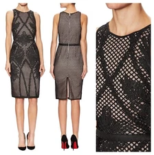 SEXY ENDLESS ROSE EMBROIDERED MESH SHEATH COCKTAIL PENCIL DRESS   Sz S NWT $ 149