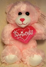 PINK TEDDY BEAR WITH HEART PRINCESS 9" Stuffed Animal Plush Toy VALENTINE'S DAY