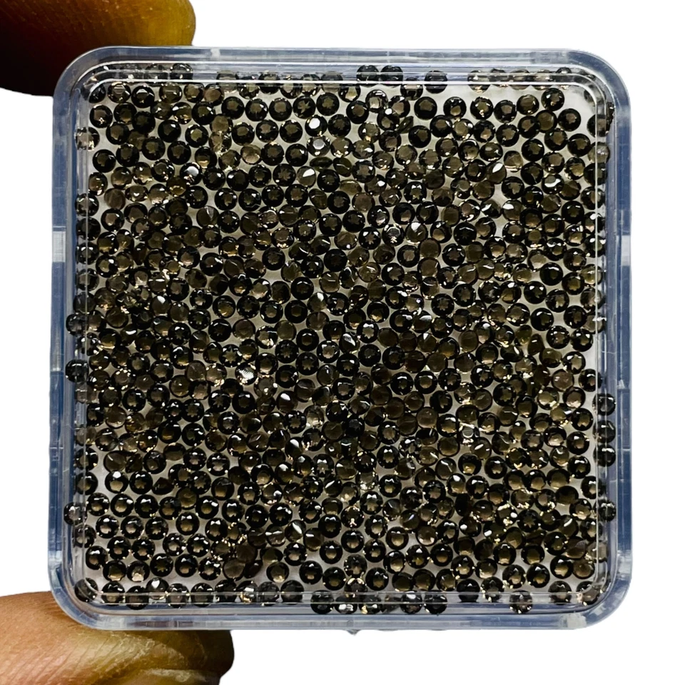 Lote de 500 piedras preciosas sueltas calibradas de cuarzo ahumado natural de 1,5 mm de corte redondo VVS Foto 4 de 4