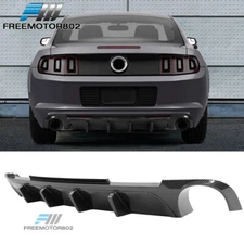 Fits 13-14 Mustang V6 GT 2-Door Rear Diffuser Lip Carbon Fiber Print PP + V2 Fin