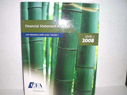 FINANCIAL STATEMENT ANALYSIS By Cfa Program Curriculum Volume 3 *Mint Condition*-image