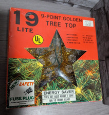READ Vintage 19 Lite 9-point Golden Tree Top Christmas Star Decor Topper Light