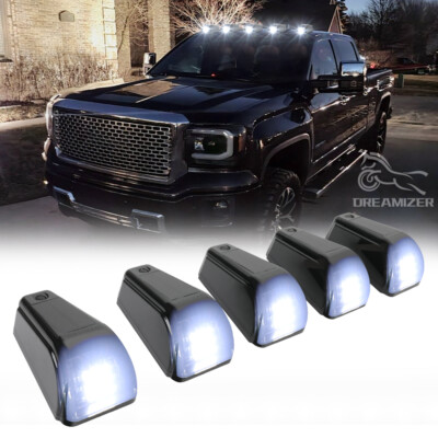 5Pcs 12LED Wireless Solar Powered Roof Cab Lights For GMC Sierra 1500 2500 3500