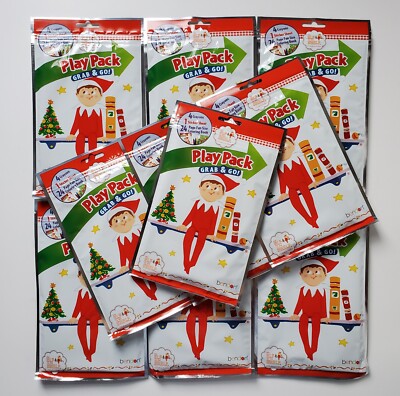 10 Elf On The Shelf Grab & Go Play Pack Coloring Book Crayons Stickers Bag Lot