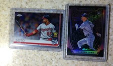 2019 OBSIDIAN RC PRIZM BASEBALL PURPLE/99 BRANDON LOWE & Topps Chrome Juan Soto