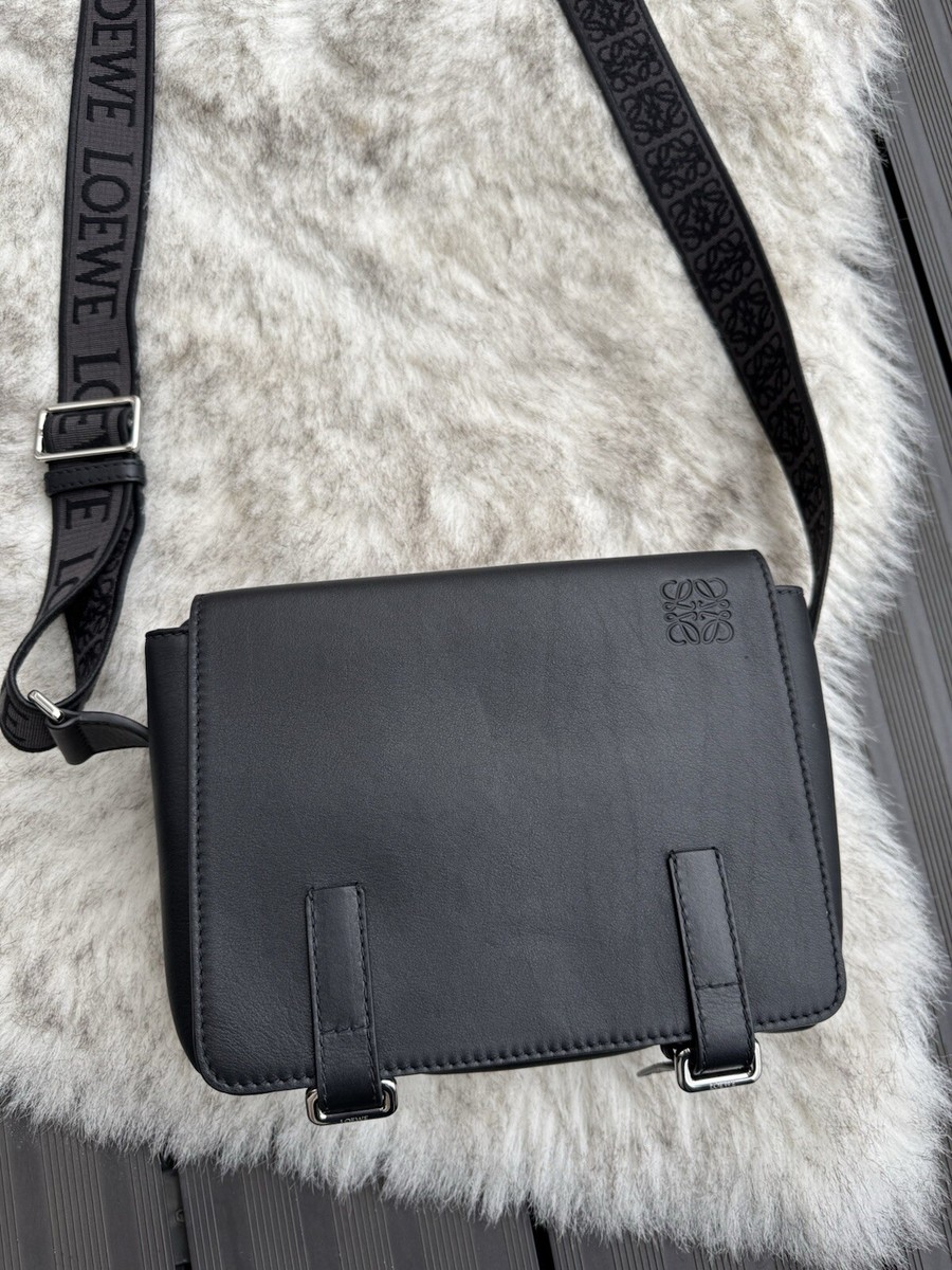 LOEWE XS Military Messenger Bag Black Smooth Calfskin Side