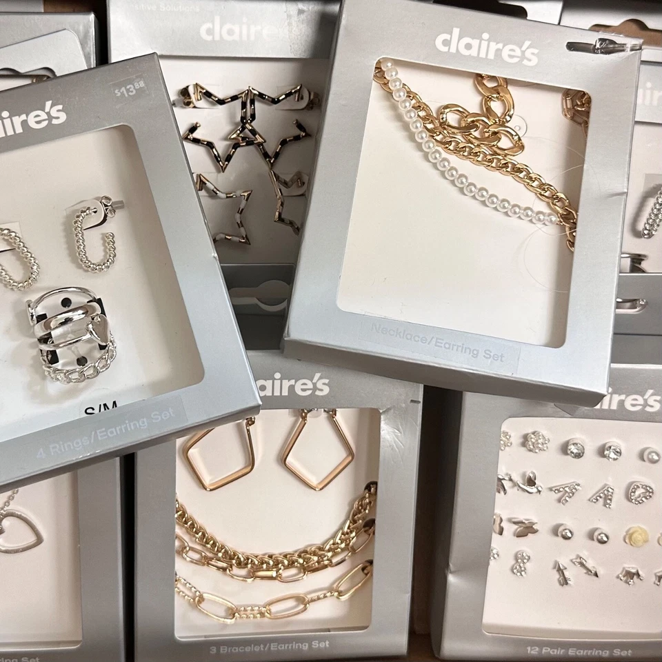 6 PK! Claire’s Sterling Silver Earring Necklace Bracelet Ring Gift Sets - Image 2 of 3