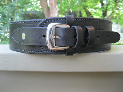 Western Gun Belt - 45 Caliber - Black - 2 1/2'' Wide - Heavy Cowhide Leather