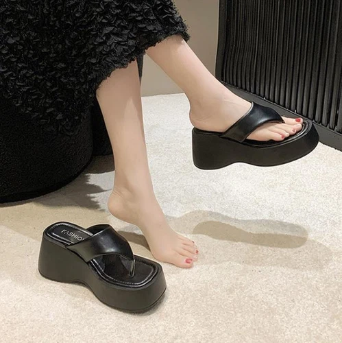 Summer Womens Slippers Platform Flip Flops Clip Toe Wedges Heels Thong Sandals - Picture 6 of 21