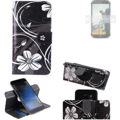 Für Doogee S40 Lite 360° Schutz Hülle Wallet Case Design Blumen